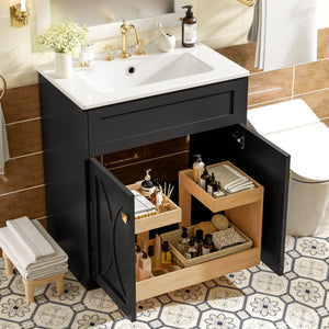 Bathroom Vanity With Sink, Freestanding Storage Cabinet With Handles