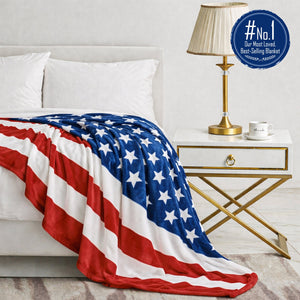 July 4th Stars & Stripes American Flag Ultra Lush Oversized Throw Blanket (50" x 70")