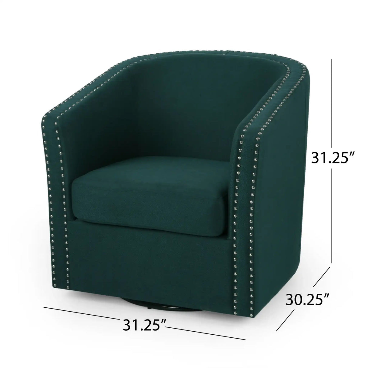 Modern Upholstered Swivel Club Chair With Nailhead Trim