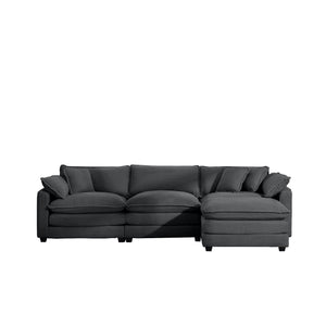 Modern Oversized Modular Cushion Sofa With Ottoman, Low Back, Deep Seating Sofa Set