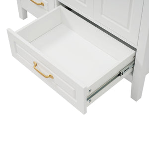 Bathroom Vanity With Sink, Soft Closing Doors & Drawers, Metal Handles