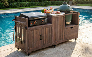K&K 80.5' Outdoor Kitchen Island for Big Green Egg & Blackstone Griddle