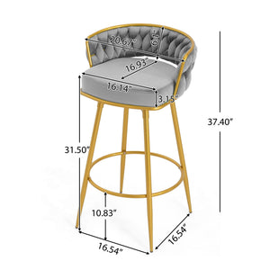 Modern Low Back Upholstered Counter Height Bar Stools (Set of 2)