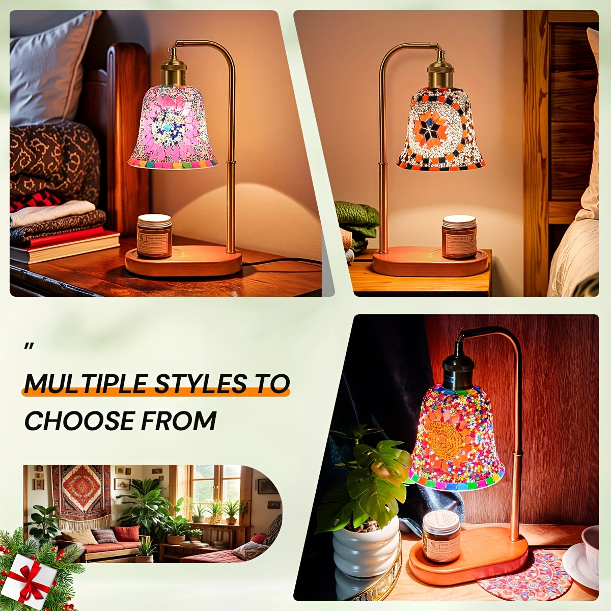 Turkish Mosaic Candle Lamp – Dimmable Glass Table Light for Bedroom & Holidays