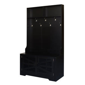 Entryway Bench With Coat Rack, 3 In 1 Design And Adjustable Shelves