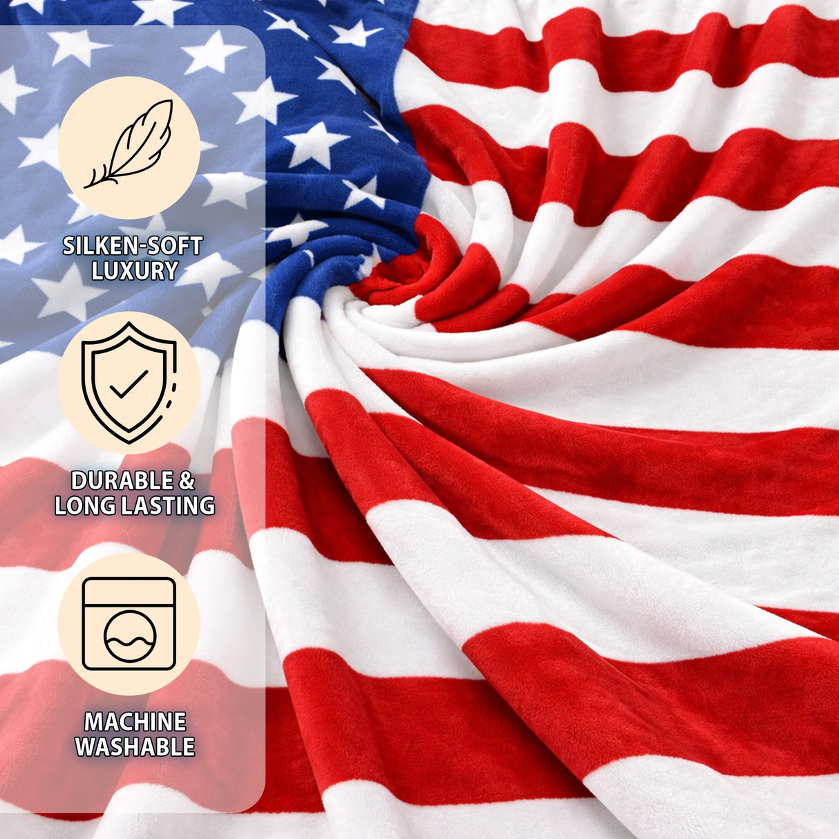 July 4th Stars & Stripes American Flag Ultra Lush Oversized Throw Blanket (50" x 70")
