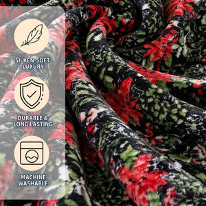 Poinsettia Oversized Jacquard Luxe Plush Holiday Throw Blanket (50" x 70")
