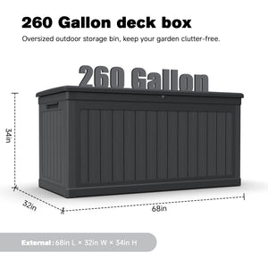 260 Gallon Large Outdoor Storage XXL Deck Box