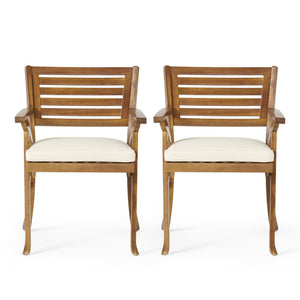 Outdoor Hermosa 5 Piece Wood Dining Set With Cushions - Teak / Beige