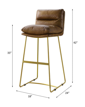 Alsey - Bar Chair - Saddle Brown Top Grain Leather