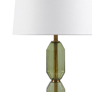 Faceted Green Glass Table Lamp