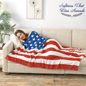 July 4th Stars & Stripes American Flag Ultra Lush Oversized Throw Blanket (50" x 70")
