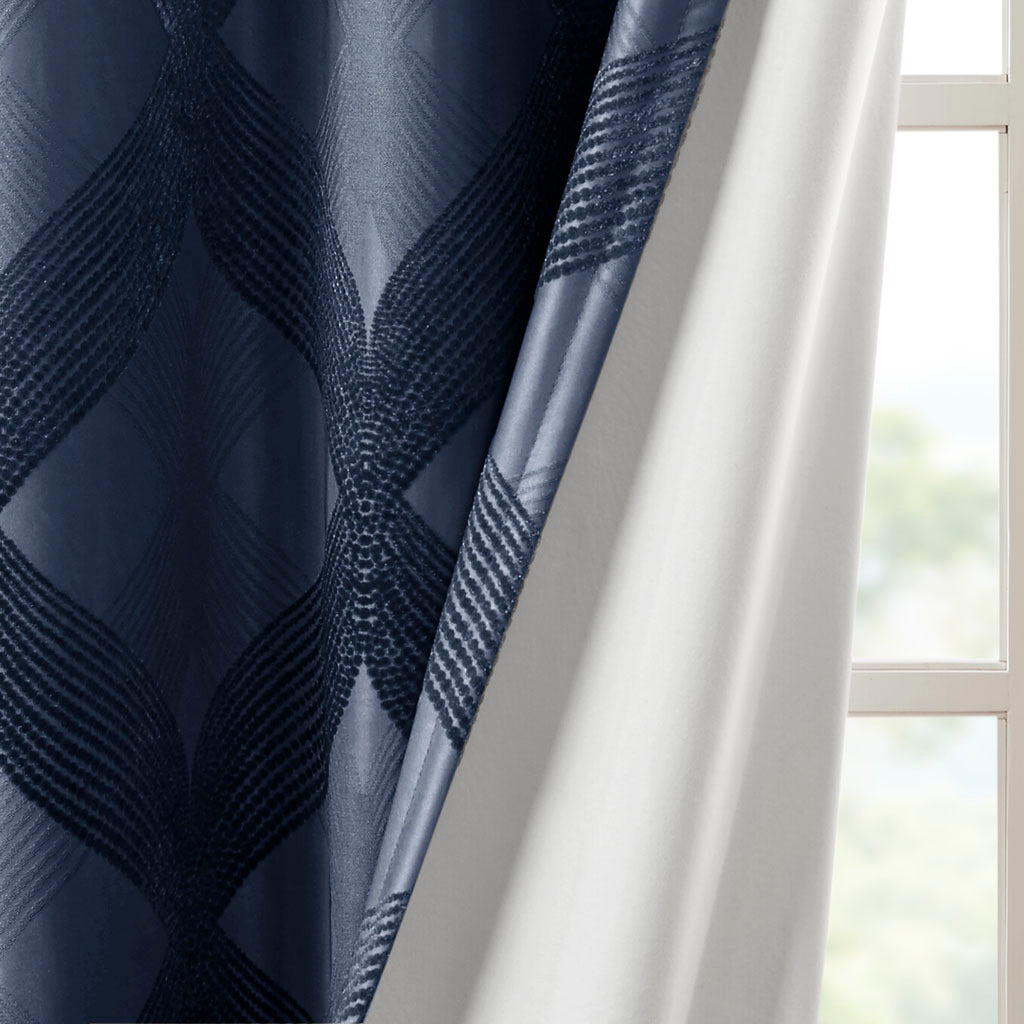 Ogee knitted jacquard total blackout curtain panel (only 1 pc panel)