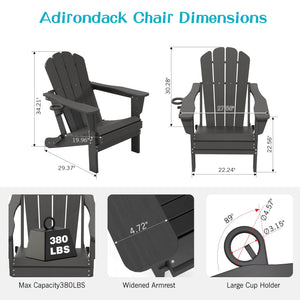 Adirondack Chairs Set of 2 - Plastic HDPE with Cup Holder