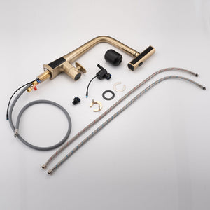 Waterfall Kitchen Faucet With Temperature Display And Pull Down Sprayer
