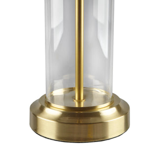 Clarity Glass Cylinder Table Lamp Set of 2 with Gold Accents - Glass/Gold