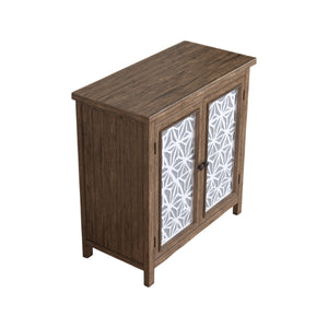 Rustic Natural Aged Brown Solid Wood Transitional Storage Cabinet – 31.89'