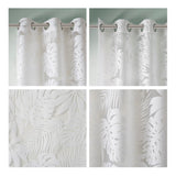 Palm Leaf Burnout Sheer Window Curtain White 50x84