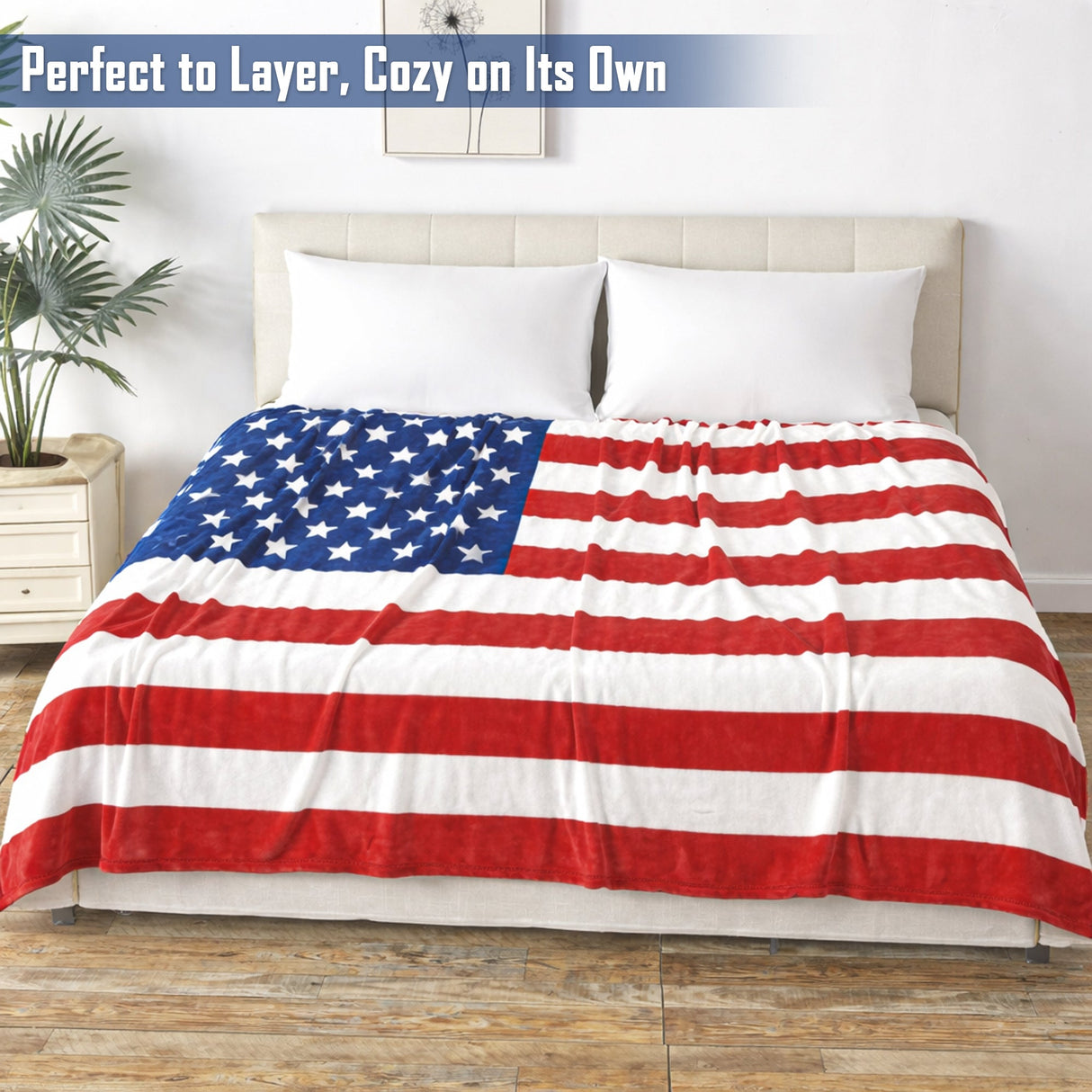 July 4th Stars & Stripes American Flag Ultra Lush Oversized Throw Blanket (50" x 70")