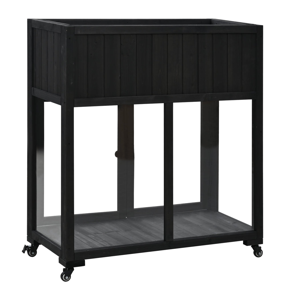 TOPMAX Patio Mini Wood Cold Frame Greenhouse with Wheels