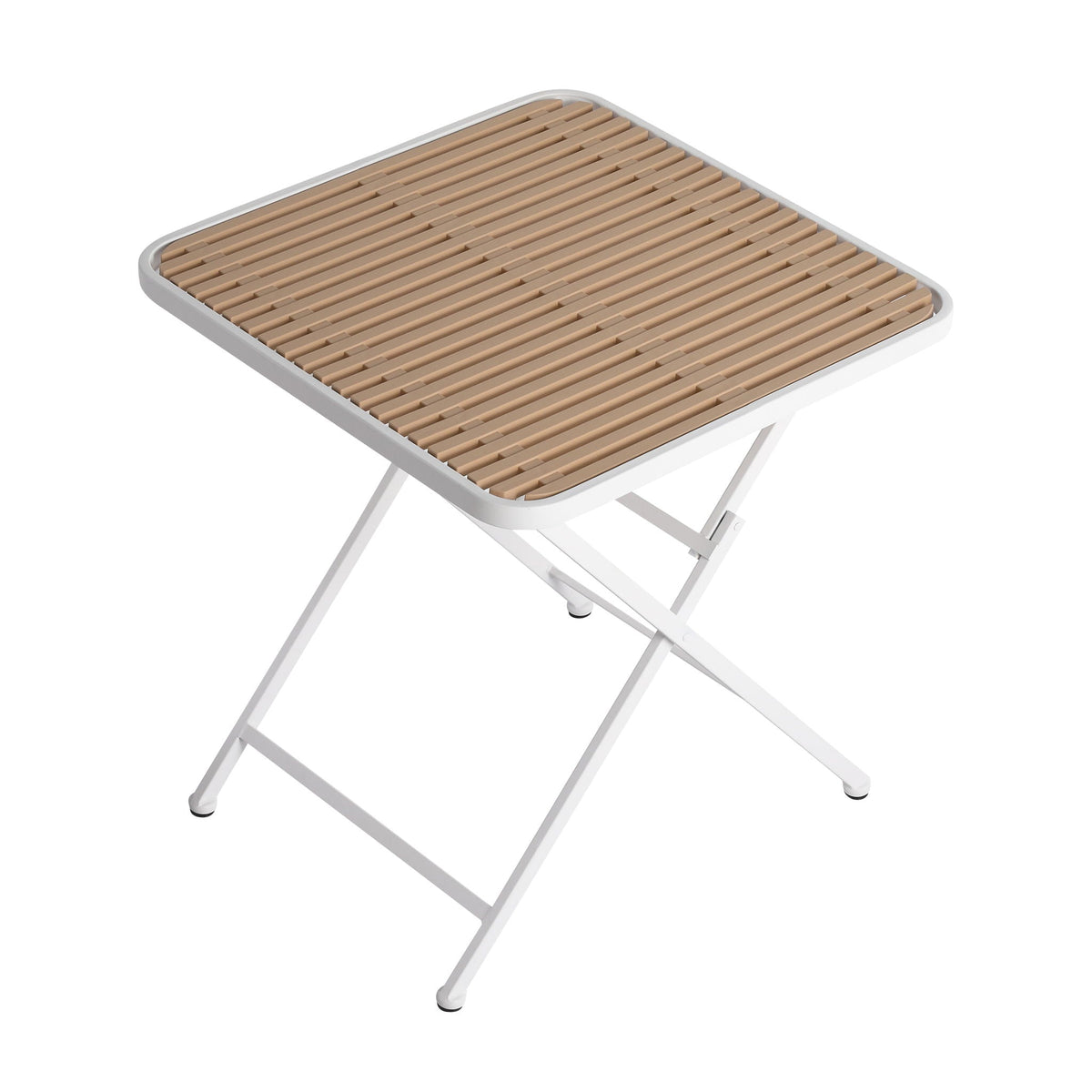 Modern Folding Square Table, Water Proof And Wear Resistant - Apricot / White