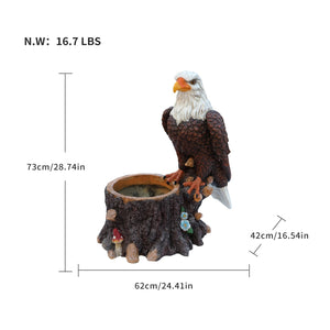 Realistic Standing Eagle Garden Planter on Tree Stump