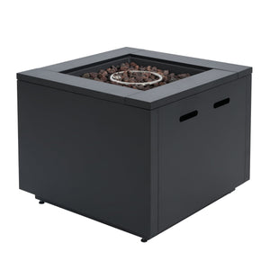30inch Square  Steel Fire Pit Table, in Black,40000BTU