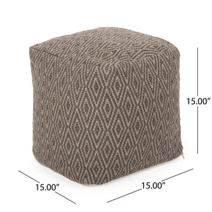 Amuleto Hand Loomed Cotton Pouf - Dark Gray / Brown