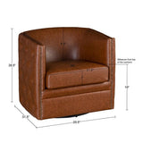 Barrel Swivel Chair with Button Tufting and Nailhead Trim