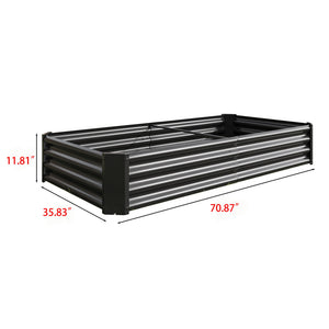 Metal Raised Garden Bed 6x3x1 Ft with Open Base - Silver