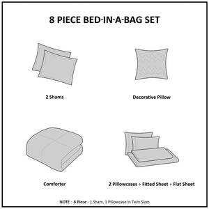 Queen Striped Comforter Set with Bed Sheets