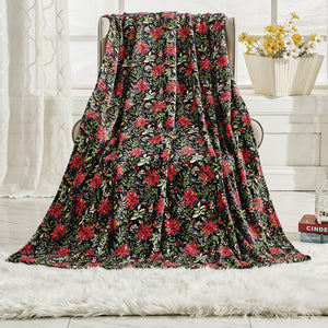 Poinsettia Oversized Jacquard Luxe Plush Holiday Throw Blanket (50" x 70")