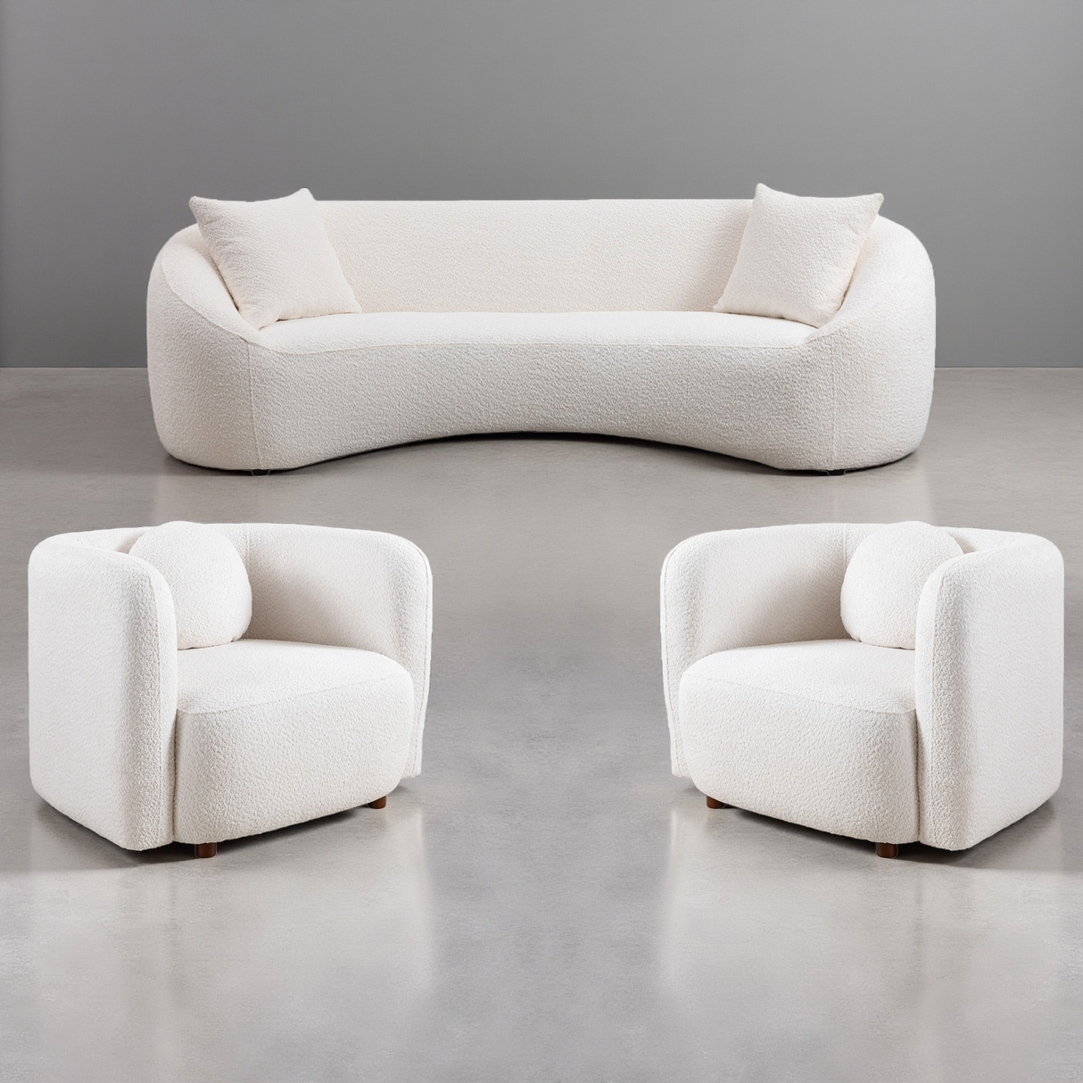 Minimalist Curved Sofa, 3 Seater