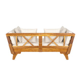 Outdoor Patio Daybed Sofa, 3-Seat Sofa with Foldable Arm & Removable Cushions