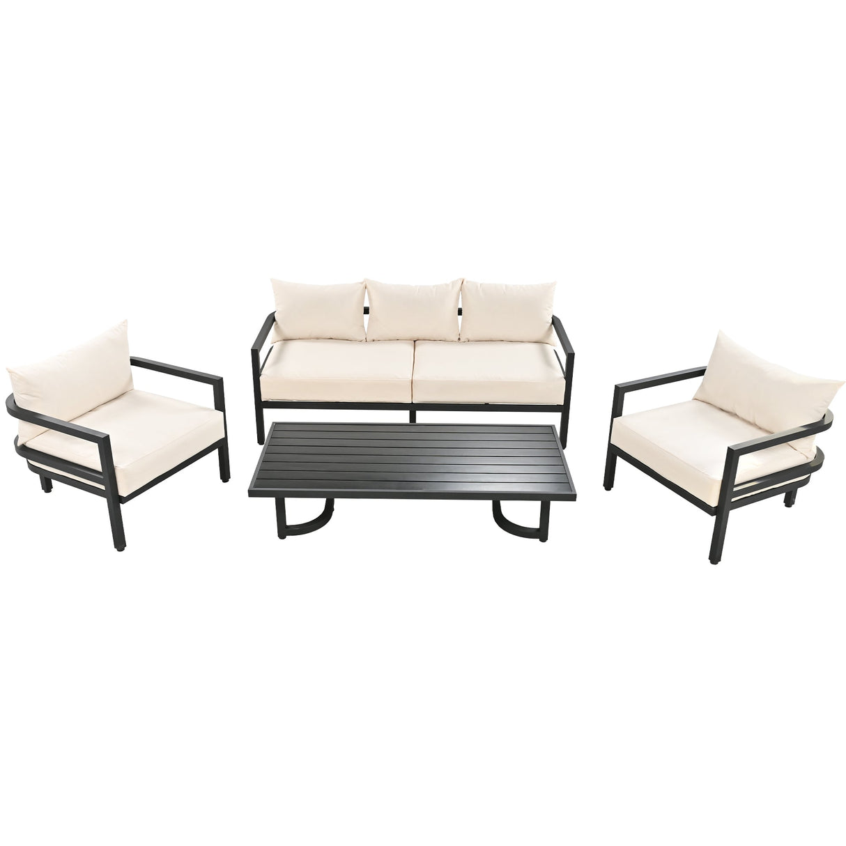 U_Style Multi-Person Outdoor Steel Sofa Set with Coffee Table