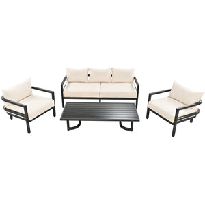 U_Style Multi-Person Outdoor Steel Sofa Set with Coffee Table
