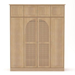 8 Door Armoire Wardrobe With Adjustable Shelves And Hanging Rod