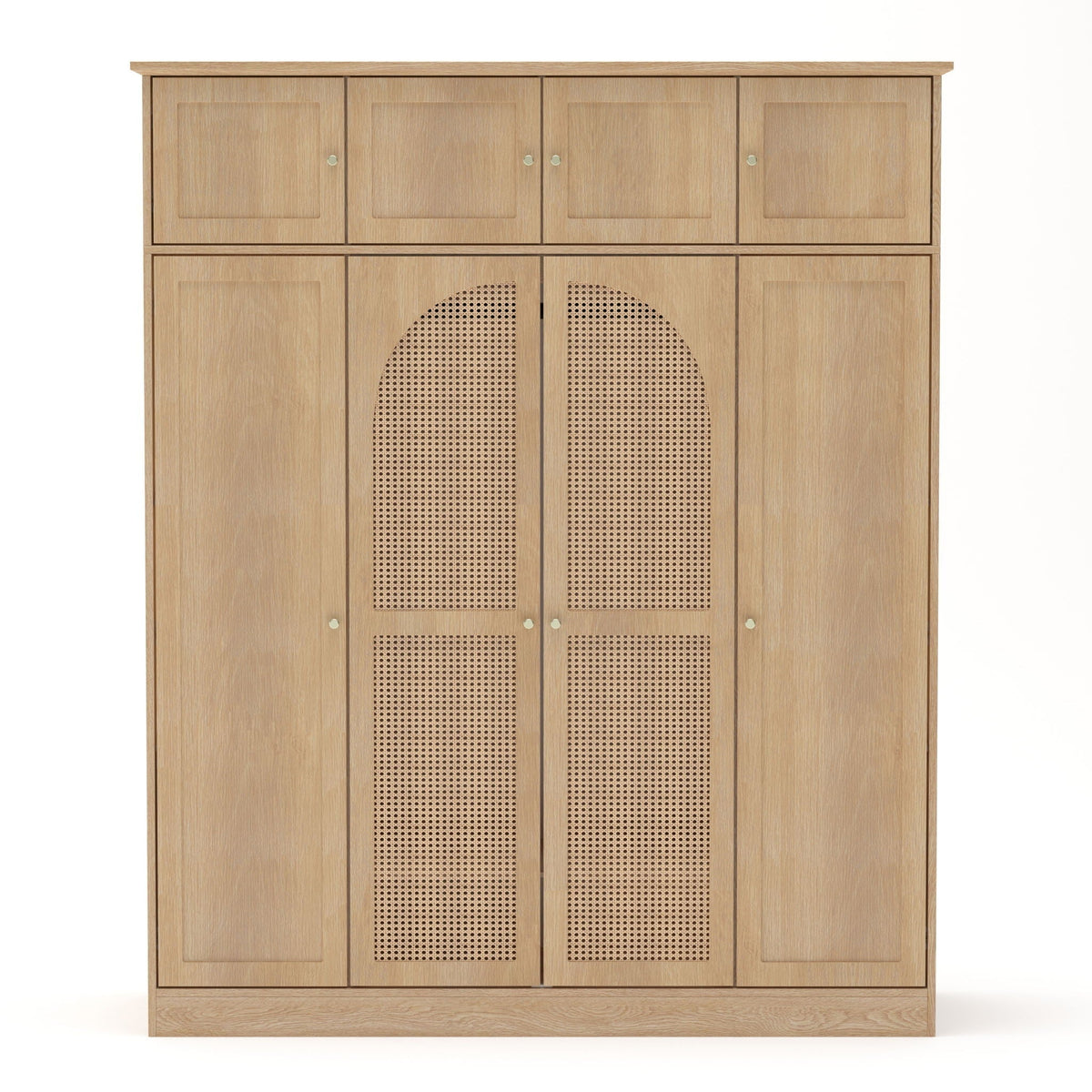 8 Door Armoire Wardrobe with Adjustable Shelves and Hanging Rod - Light Brown or White
