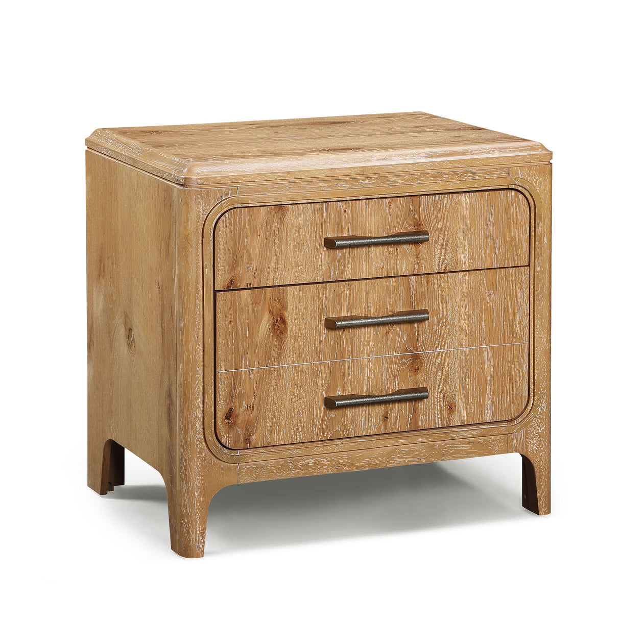 Velora Natural Wood 3-Drawer Nightstand
