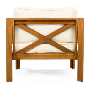 Patio Conversation Set with Acacia Wood Armchairs and End Table
