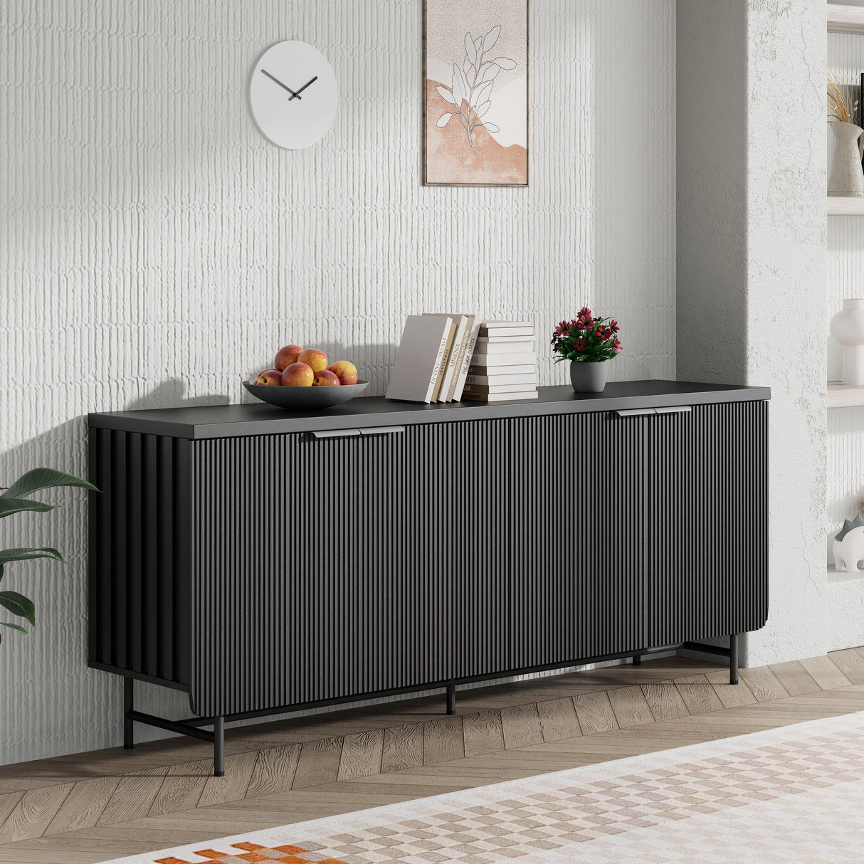 Modern Scandinavian Alcove Door Kitchen Storage Sideboard Buffet Cabinet Console