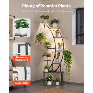 63 in Tall Indoor Plant Stand with Grow Lights