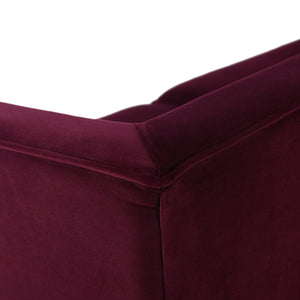 Jack 84" Modern Tuxedo Tufted Sofa, Burgundy Velvet