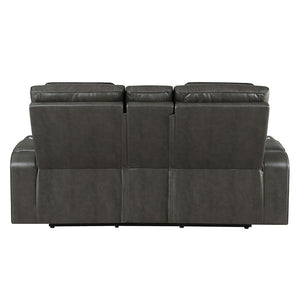 Taddeo - Power Motion Loveseat With Console, Speaker, USB, Wireless Charger & LED - Dark Gray