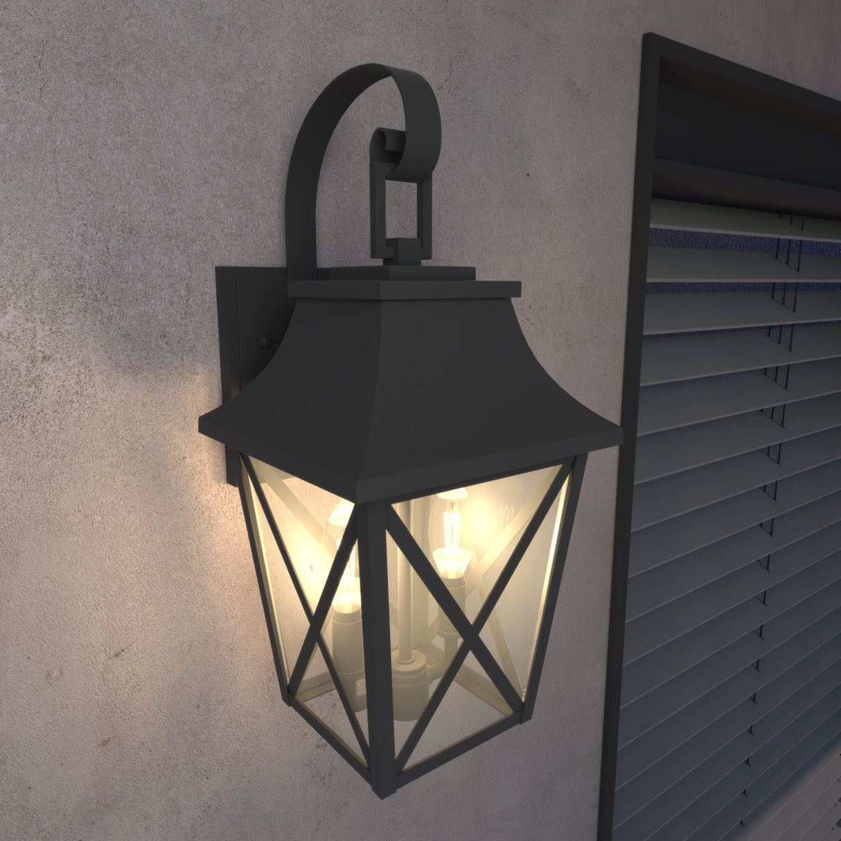 Black Outdoor Wall Lantern 2-Light