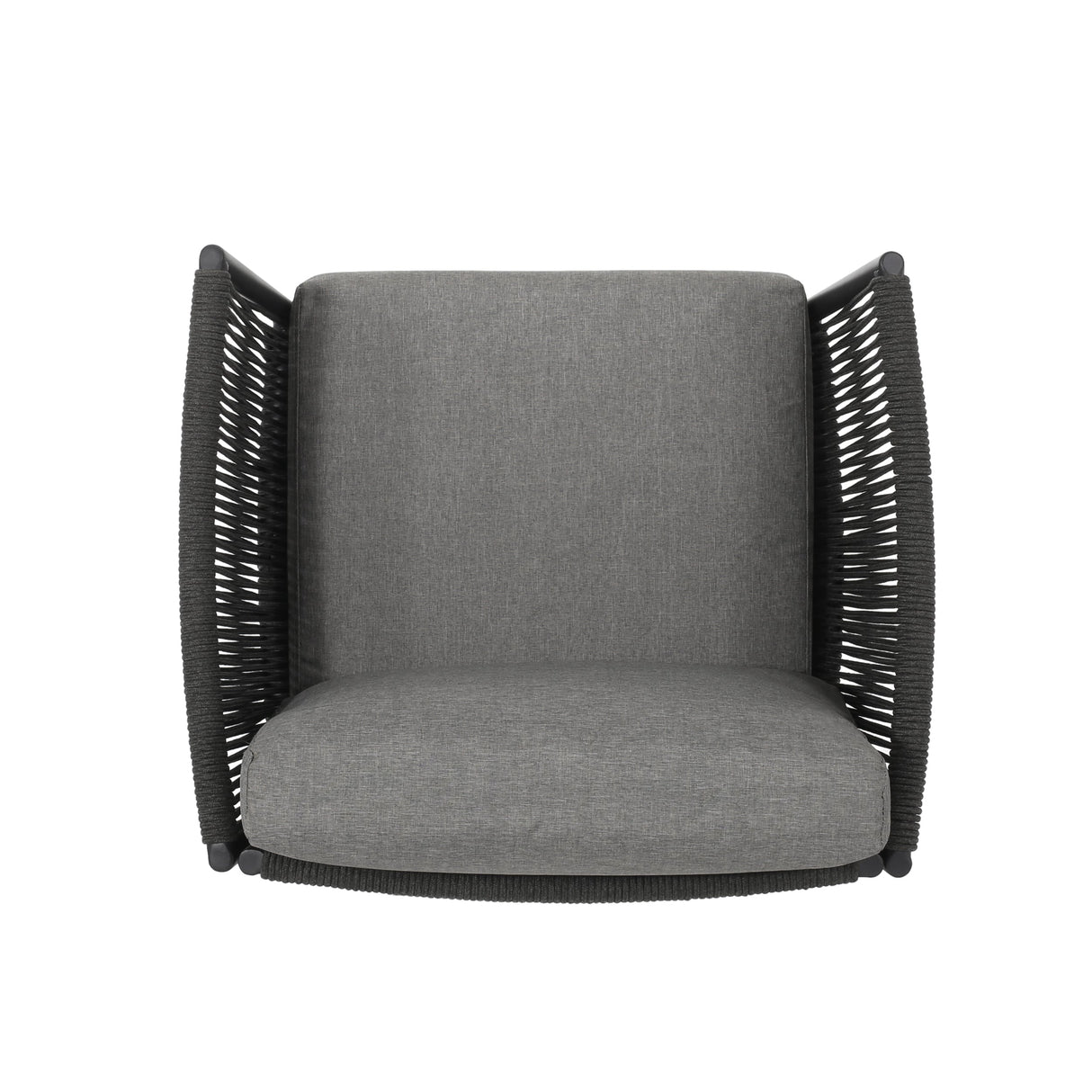Hanford Modern Club Chair with Woven Rope Design in Grey