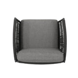 Hanford Modern Club Chair with Woven Rope Design in Grey