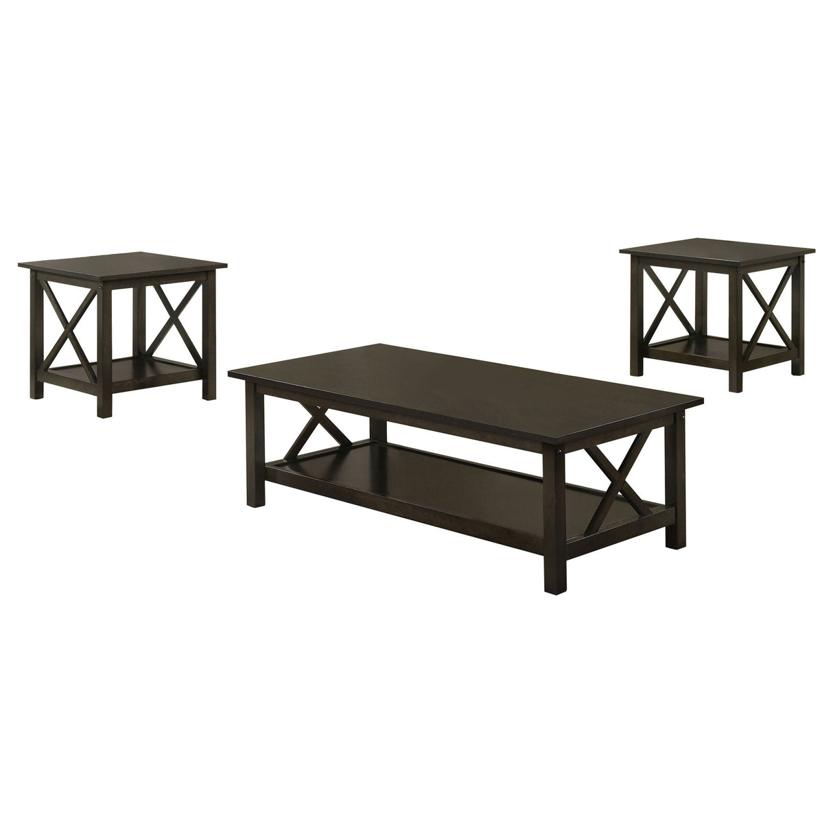 Rachelle 3-piece Rectangular Coffee Table Set Deep Merlot