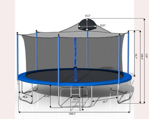 14Ft Trampoline with Safety Enclosure and Basketball Hoop - Blue