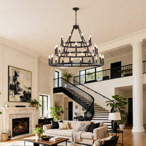 39.37 Inch 3-Tiers Wagon Wheel Chandelier